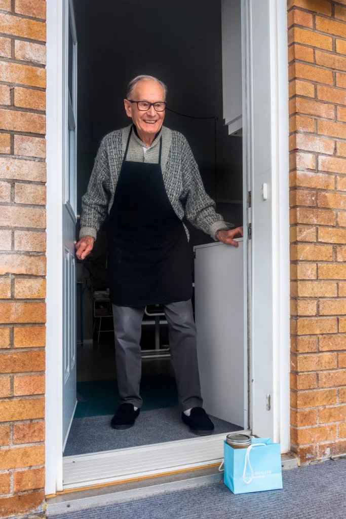 Caregiver arriving at the front door