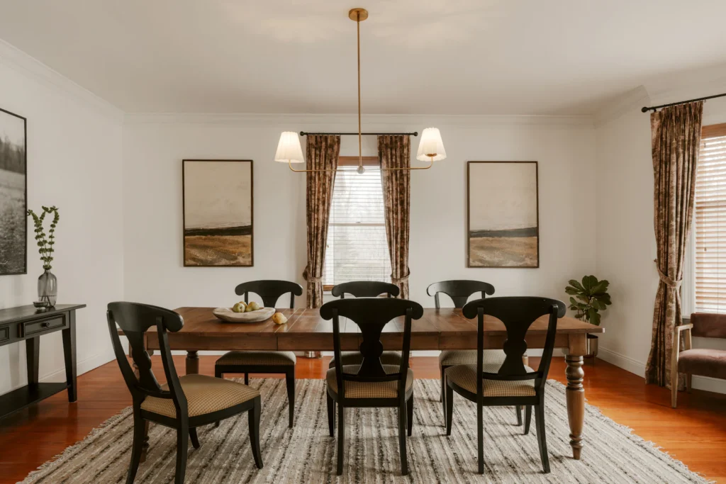 Classic dining room with table and chairs