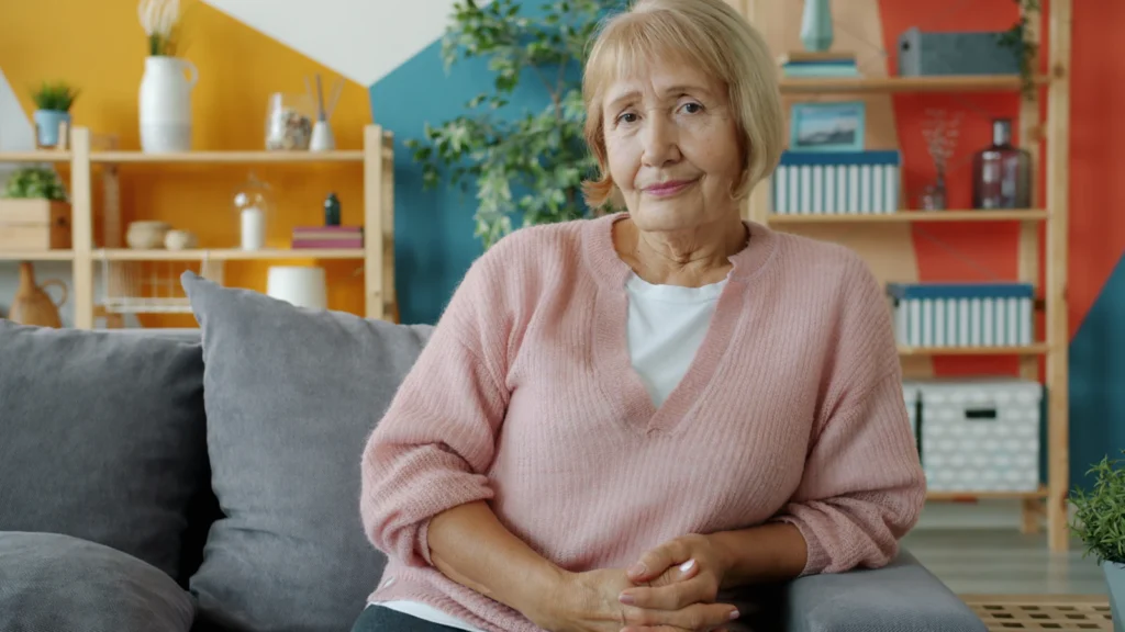 Senior woman relaxing on a couch